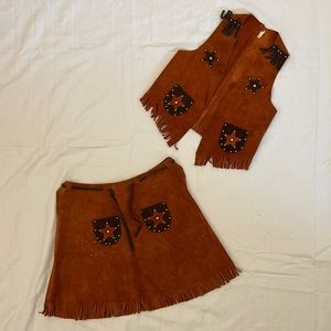 Brown Star-Embellished Mini Skirt